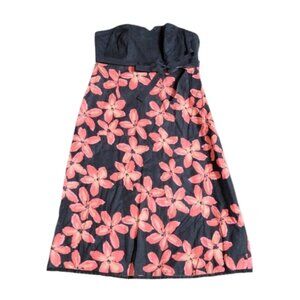 RW CO Strapless 100% Linen 100% Cotton A-Line Floral Sweetheart Neckline Sz 4